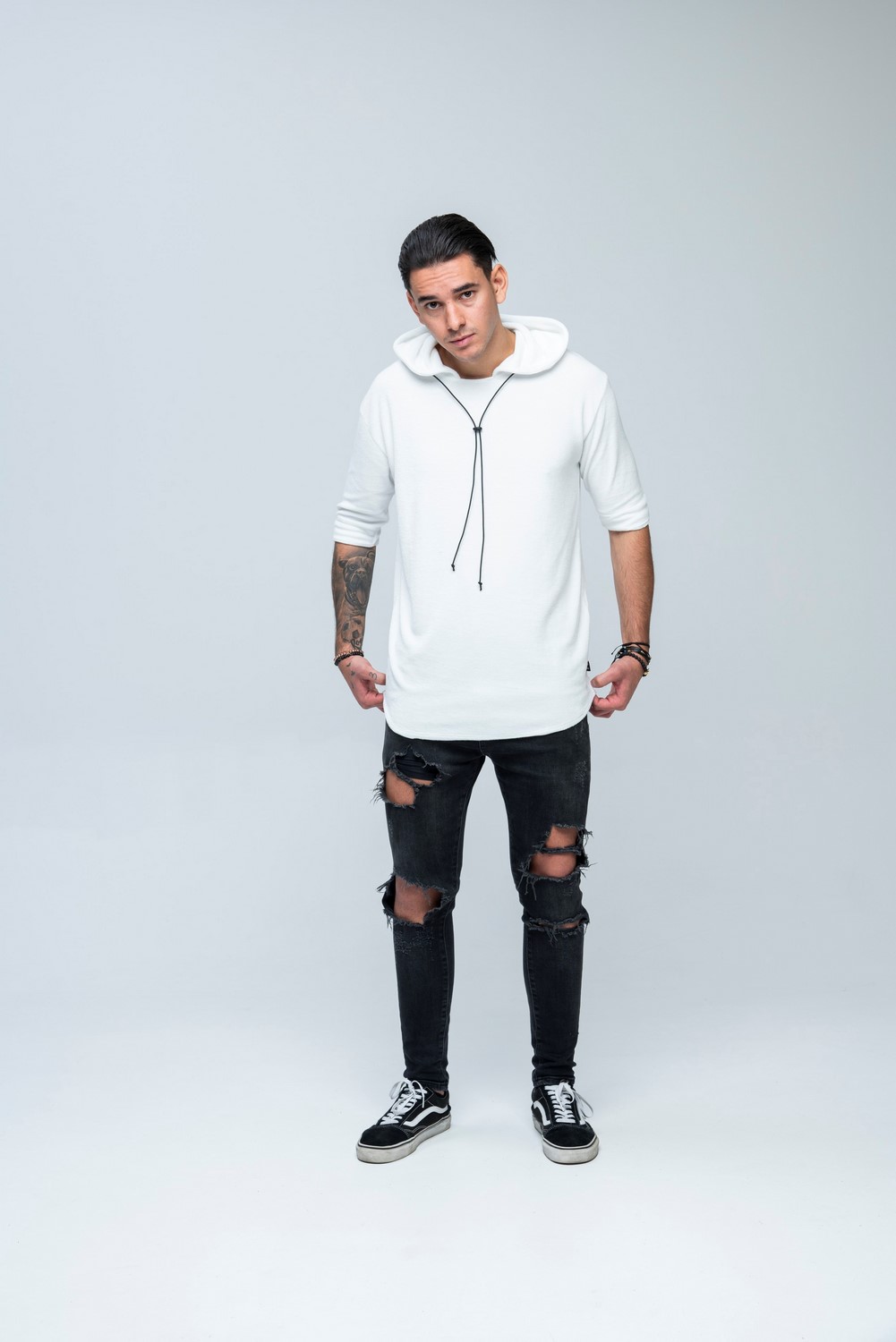 SS Hoodie Towel Tee White