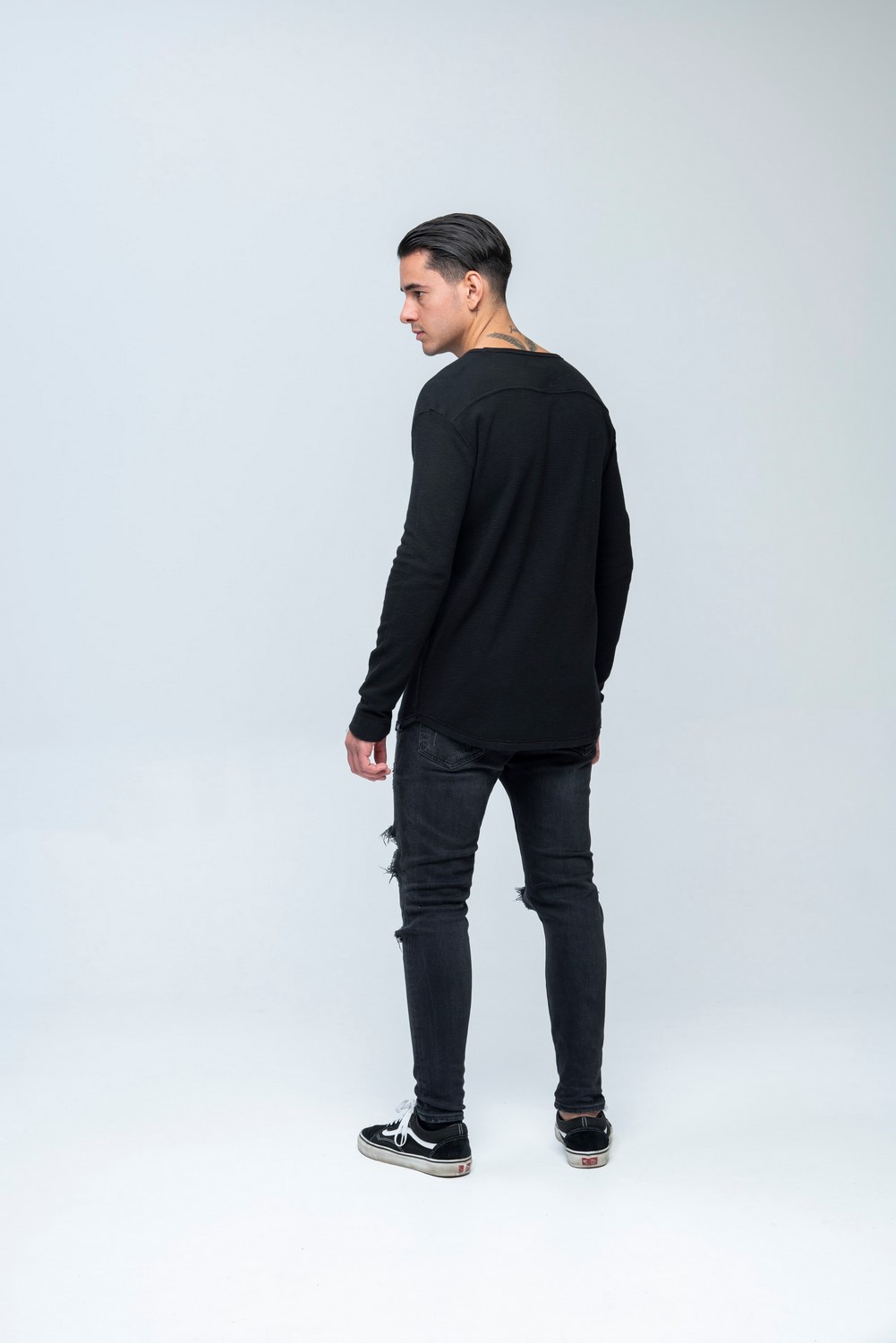 LS Waffle Tee Black