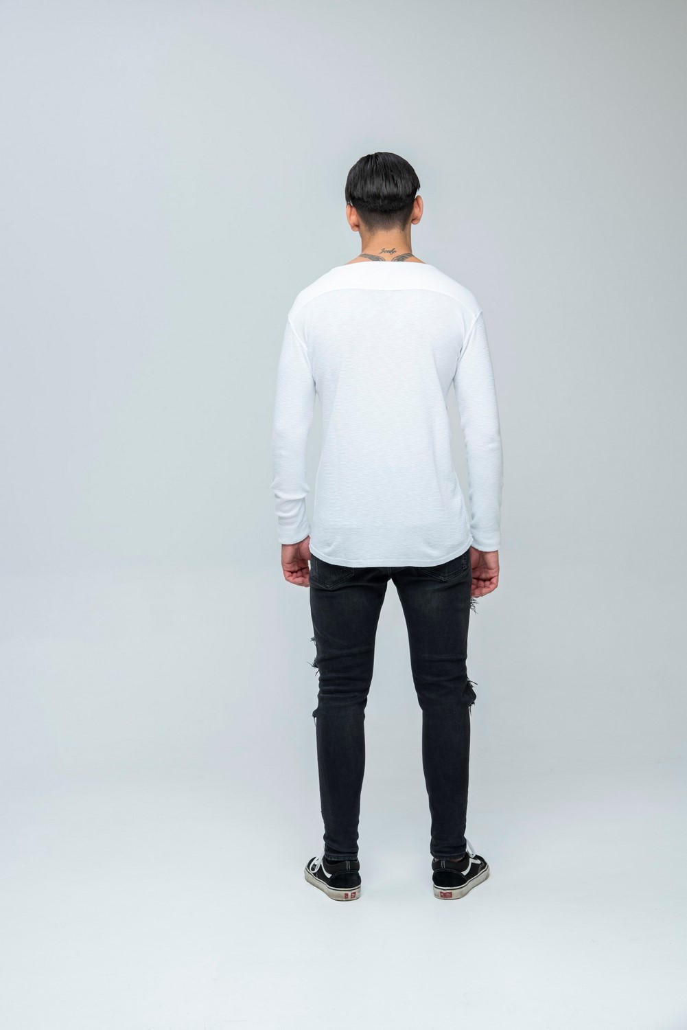 LS Waffle Tee White